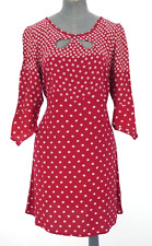 Topshop Kate Moss Dress Red Floral Daisy Cut Out Neck Back Tie size UK 10