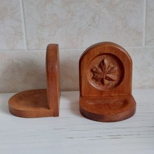 Vintage Wood Bookends Pair