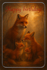 Fox birthday card british - a5,