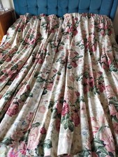 LARGE MTM VINTAGE COUNTRY HOUSE FLORAL CHINTZ P PLEAT CURTAINS 104 X 70 INCHES