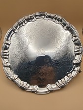 SUPERB GEORGE II ANTIQUE SOLID SILVER SALVER, WILLIAM PEASTON 1752 LONDON 550g