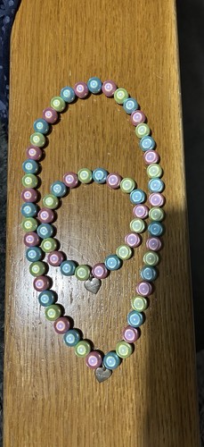 Disco bead necklace - &, bracelet