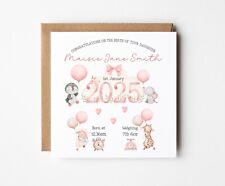Personalised New Baby Girl Card Birth Details It's a Girl! Baby Arrival Daughter