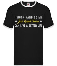 I Work Hard For My Jack Russell Terrier - Mens Ringer - Dog Dogs Puppy Pet