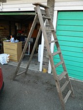 vintage Stephens & Carter Ltd 8 tread wooden ladder