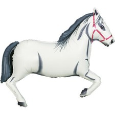 White Horse Jumbo Foil Balloon c/w Ribbon