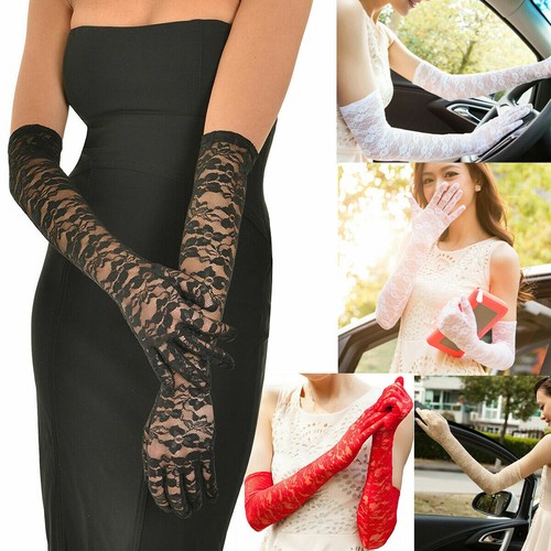 Sexy lace gloves thin - lace, long