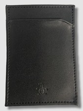 $65 Original Penguin Men's Black Genuine Leather ID Card Holder Case Wallet