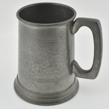 English Pewter Sheffield Hammered 1/2 Half Pint Tankard Beer Stein Mug VTG