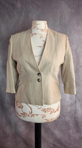 Beige linen blend blazer - linen,