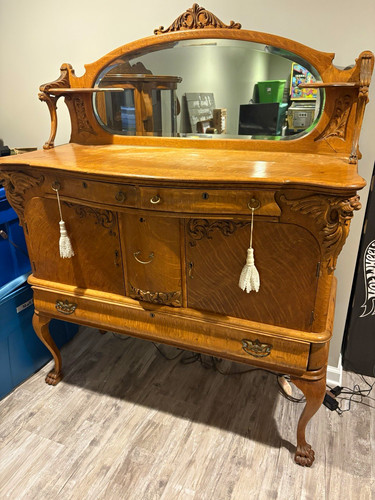 Antique tiger oak sideboard - tiger,