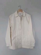  QVC Denim & Co Cotton Twill Casual Jacket In Off White XS RRP £49 NEW.