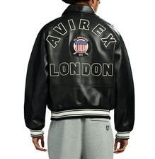 Men Avirex Black Real Bomber