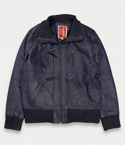 Vintage 90s navy real leather - navy,