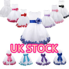 UK Petals Flower Girls Dress Wedding Bridesmaid Princess Formal Party Prom Gown