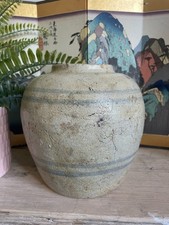 Stunning Antique Chinese Late Ming Period Stoneware Ginger Jar Vase Pot Rustic