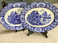 TWO SWINNERTON OLDE ALTON WARE WILLOW SERVING DISHES. BLUE PAGODA.