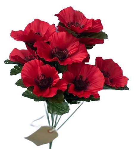 Red poppy bush artificial - red,
