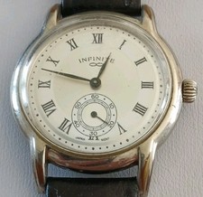 Infinite Mens Silver Look Quartz Watch With Black Leather Strap