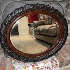 Antique mirror  Oval Carved