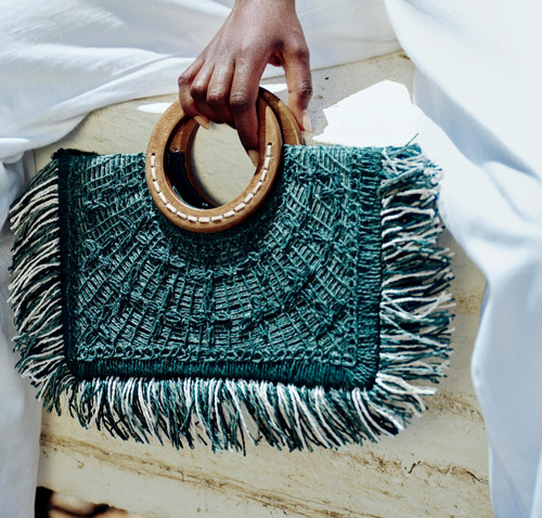 Zara woven fan handbag wooden - fan,