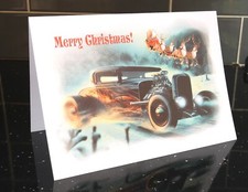 Hot Rod Christmas Card. Artisan Unique Digital Car Art for the Custom Car Lover