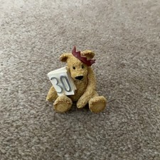 Vintage 30 Celebrations Teddy Bear Ornament, 5.5cm x 5.5cm x 3cm, hand painted