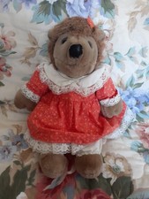 SOFT TOY - HEDGEHOG IN PRETTY WHITE & ORANGE DRESS - CLEAN & GOOD CONDITION