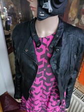 Atmosphere black faux leather biker jacket size 8 used(with defects)