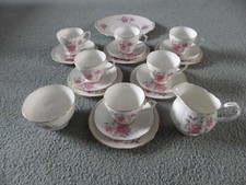 Duchess Bone China Pink Rose 21 Piece Tea Set.