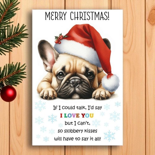 French bulldog christmas card - french,