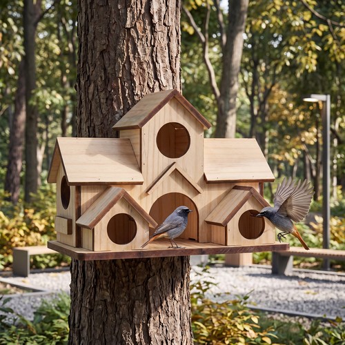 Wooden bird house feeder - bird,