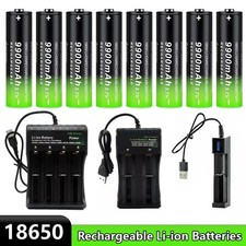 1~10Pcs 3.7V 9900mAh Rechargeable Button top Li-ion Batteries High Capacity