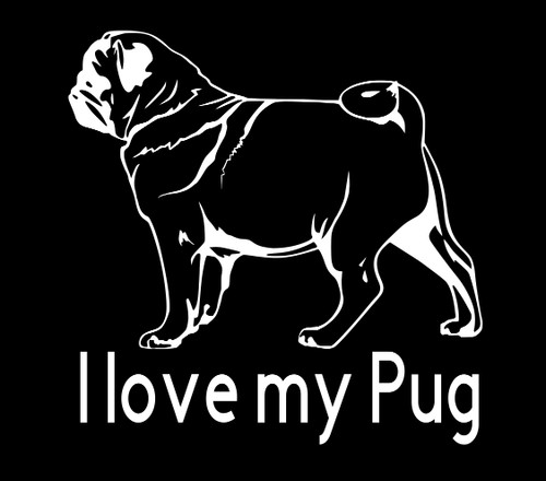 Pug sticker love - pug,
