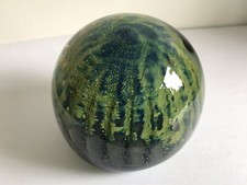 Mdina Glass Malta Blue Yellow Paperweight Vintage Michael Harris 1970s Magnum