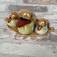 Vintage chikaramachi Japanese Lustre Ware  Bird Family Cruet Set