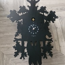 Diamantini And Domeniconi Modern black Cuckoo Clock- Made In Italy  working