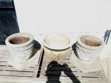 2 LARGE STONE PLANTERS + ONE