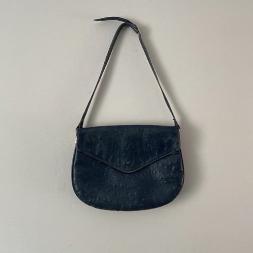 Blue ostrich leather shoulder - blue,