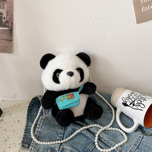 Cute panda plush crossbody bag - cute,