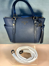 Michael Kors NEW Sullivan Saffiano Leather Tote Handbag With Strap Navy Blue