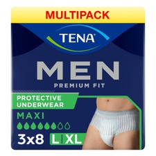TENA Men Premium Fit Level 4 Pants L/XL - 3 Packs of 8 Incontinence Pants