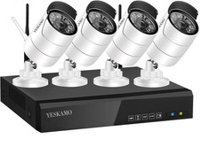 YESKAMO Wireless CCTV System Home Security Camera Kit 2MP/1080P 4 Camera, NO HDD