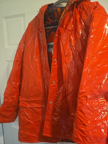 Shiny red vinyl raincoat - shiny,