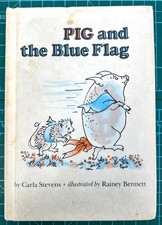 Vintage Pig And The Blue Flag