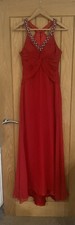 Anoushka G Dress uk 8 red silk full length halterneck gown prom ball bridesmaid