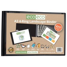 Lotus A3 Presentation 4 Ring Binder Landscape 95% Recycled - 1/2/4/6 Pack