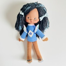 Vintage 1983 Rainbow Brite Indigo Doll Soft Bodied Plastic Figure Blue Black 80s