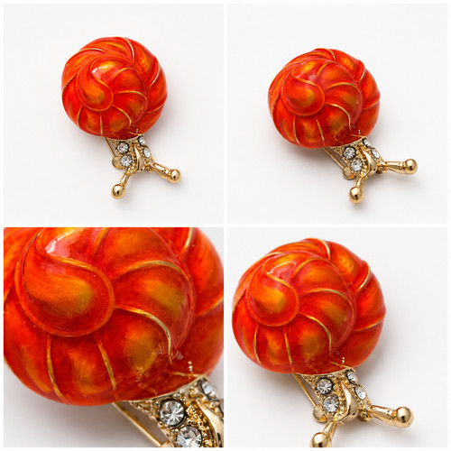 Orange snail brooch - brooch, pin