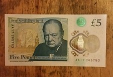 Note rare aa17 five pound - note,